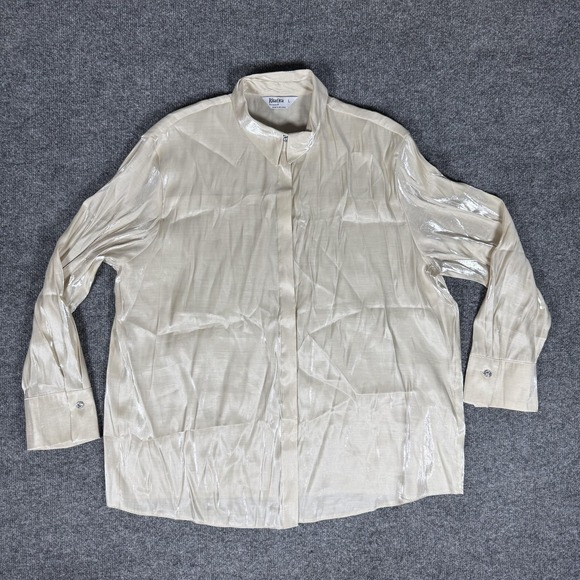 Rita Ora x Primark Shirt Womens Large Champagne Satin Shimmer Button Front - Picture 1 of 11